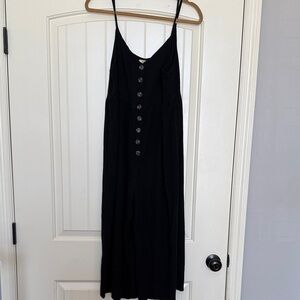 Kori Black Button-Front Spaghetti Strap Romper - Size L